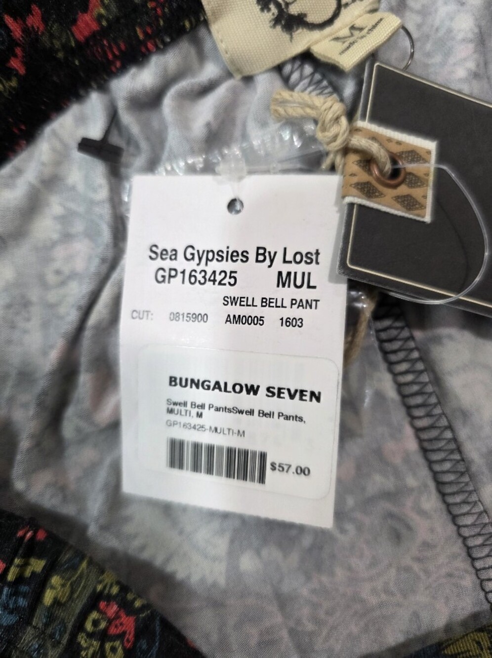 Sea Gypsies By Lost | Swell Bell Flare Boho Pants, Size Medium - Picture 7 of 7